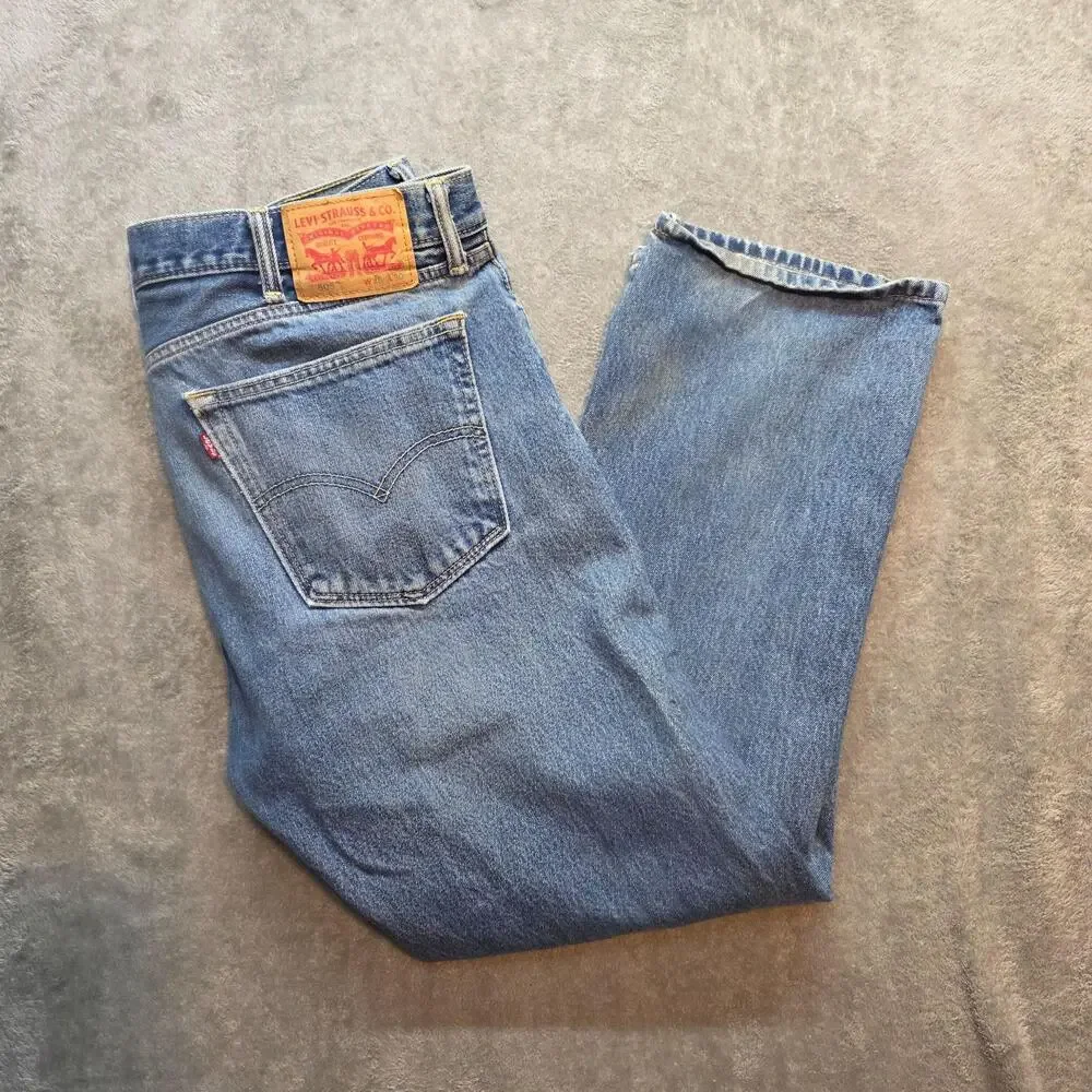 Levi's 505 Jeans Mens 38x30 Blue Medium Wash Regular Straight Leg Denim Flaws